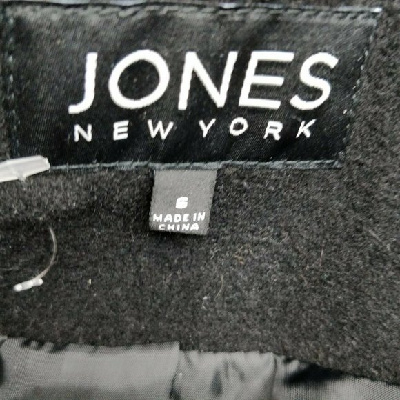 NWT Jones New York Size 6 Black Button Front Long Wool Blend Puffer Sleeve Coat - Picture 8 of 10